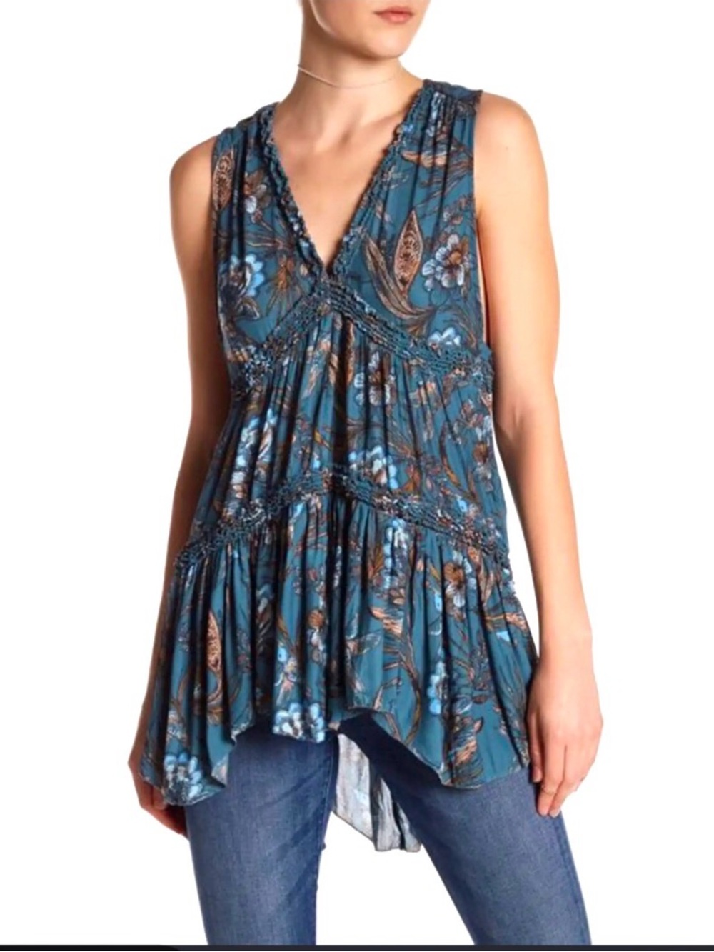 Free People Haze Tunic Too Tiered Boho sleeveless summer dress medium